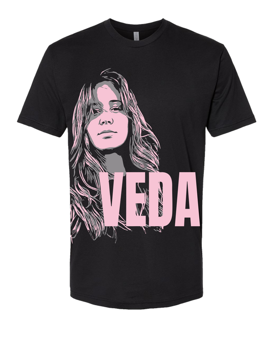 ✨ VEDA Portrait Tee – Black/Pink Edition ✨
