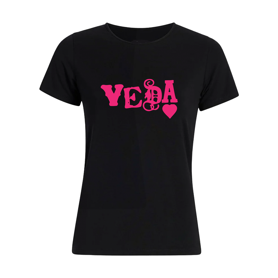 💖 VEDA Women’s Logo Tee – Black/Pink 💖