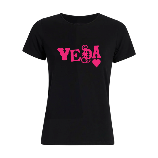 💖 VEDA Women’s Logo Tee – Black/Pink 💖
