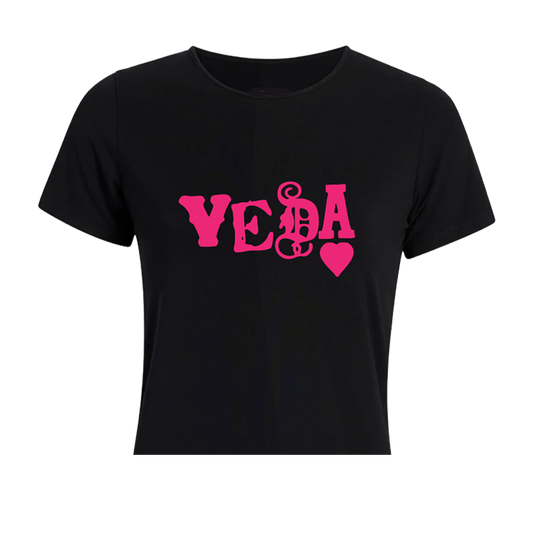 💖 VEDA Women’s Logo Tee – Black/Pink 💖